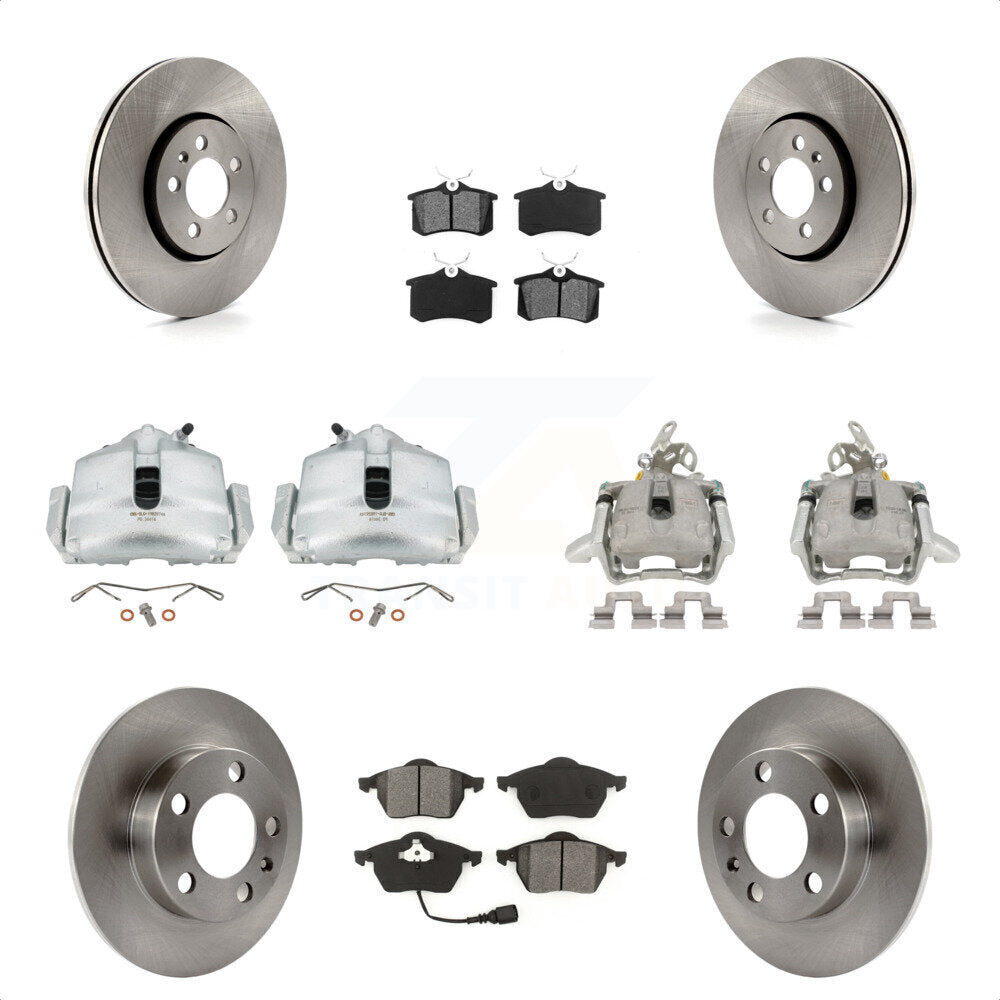 Front Rear Disc Brake Caliper Rotors And Semi-Metallic Pads Kit (10Pc) For 2006 Volkswagen Jetta 2.0L With 288mm Diameter Rotor 7th 8th Digit Of VIN Is "9M" Or "1J" KC8-100991S by Transit Auto