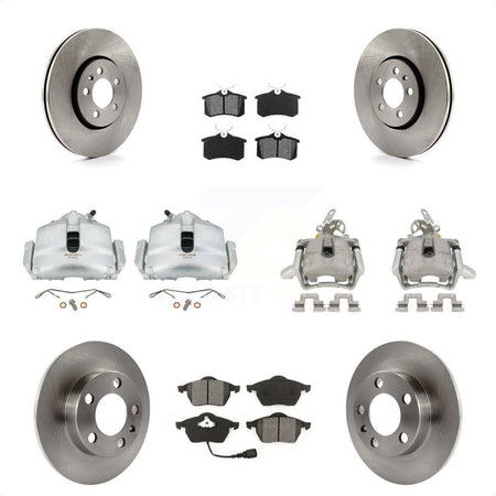 Front Rear Disc Brake Caliper Rotors And Semi-Metallic Pads Kit (10Pc) For 2006 Volkswagen Jetta 2.0L With 288mm Diameter Rotor 7th 8th Digit Of VIN Is "9M" Or "1J" KC8-100991S by Transit Auto