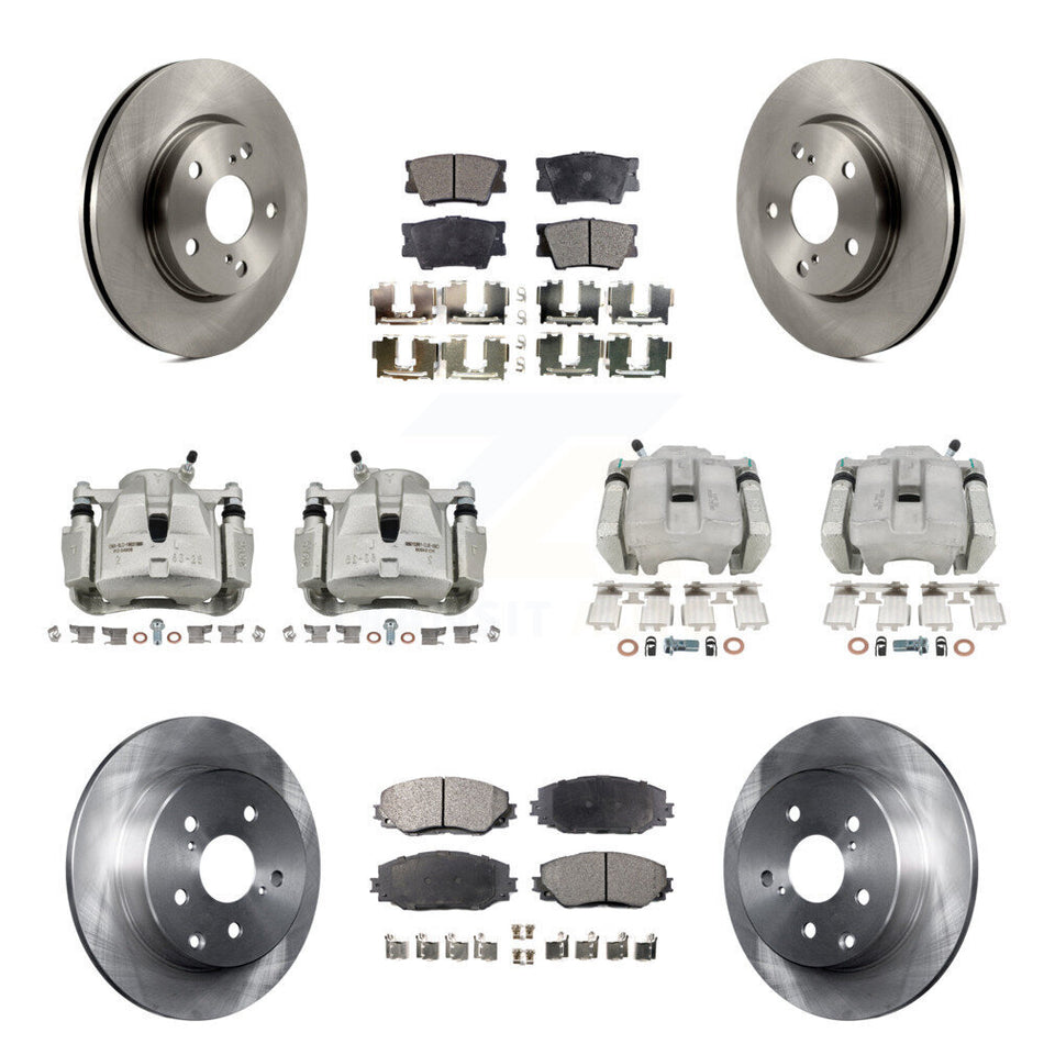 Front Rear Disc Brake Caliper Rotors Ceramic Pad Kit (10Pc) For 2013-2018 Toyota RAV4 LE KC8-100991T