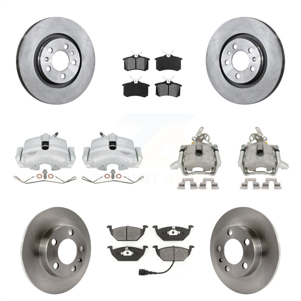 Front Rear Disc Brake Caliper Rotor & Semi-Metallic Pad Kit (10Pc) For 2006 Volkswagen Jetta 2.5L 1.9L With 280mm Diameter 7th And 8th Digit Of VIN Is "9M" Or "1J" KC8-100992S by Transit Auto