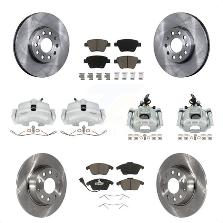 Front Rear Disc Brake Caliper Rotors And Ceramic Pads Kit (10Pc) For 2012 Volkswagen Beetle 2.5L with Naturally Aspirated With 288mm Diameter Rotor KC8-100993C by Transit Auto