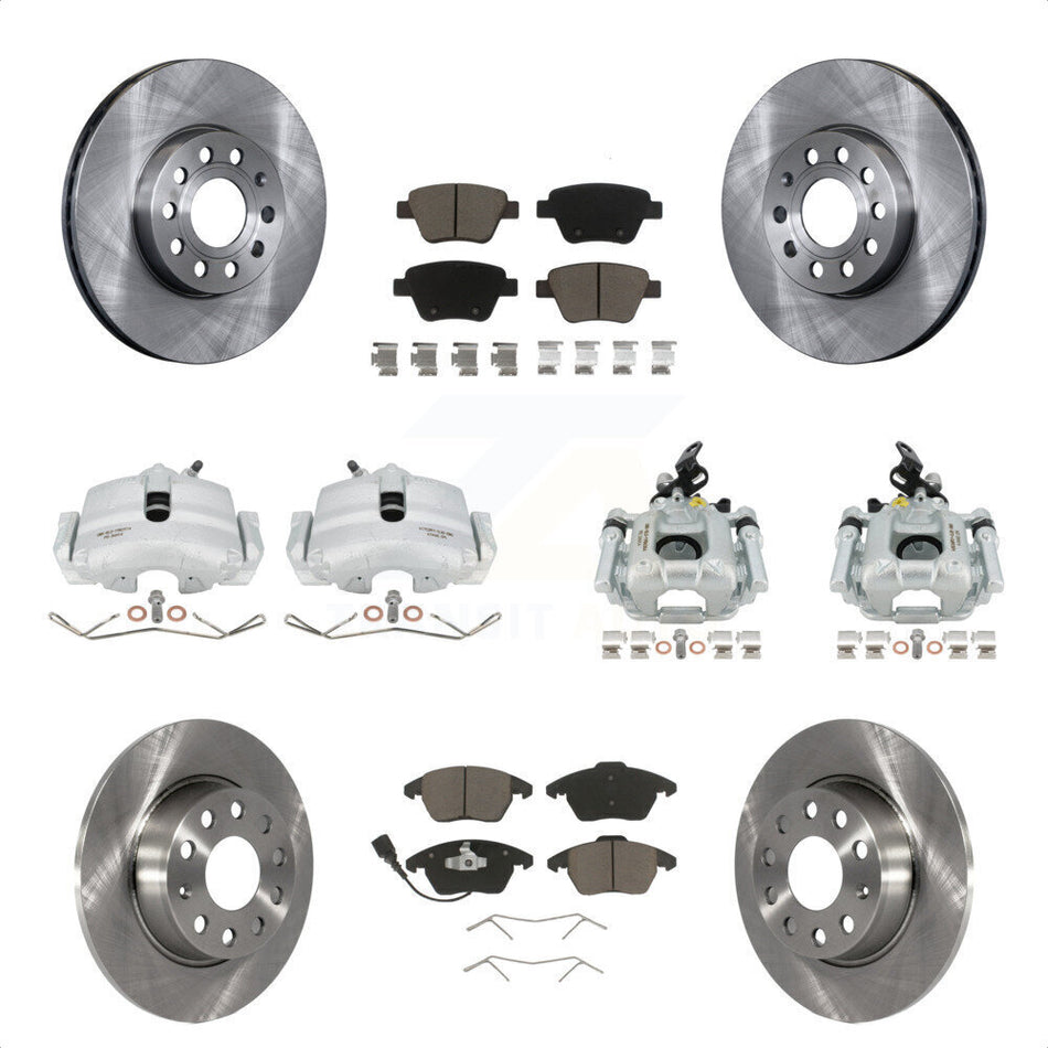 Front Rear Disc Brake Caliper Rotors And Ceramic Pads Kit (10Pc) For 2012 Volkswagen Beetle 2.5L with Naturally Aspirated With 288mm Diameter Rotor KC8-100993C by Transit Auto