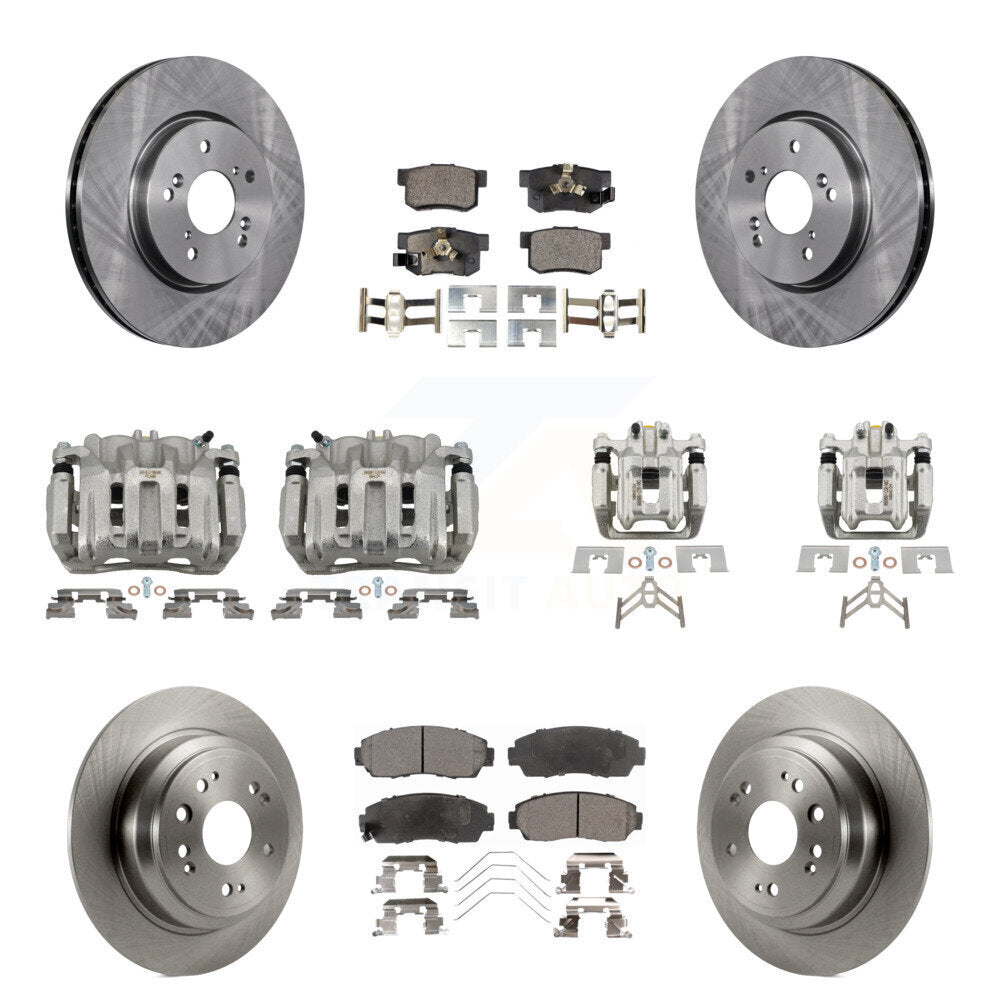 Front Rear Disc Brake Caliper Rotor And Semi-Metallic Pad Kit (10Pc) For Honda Crosstour KC8-100993P