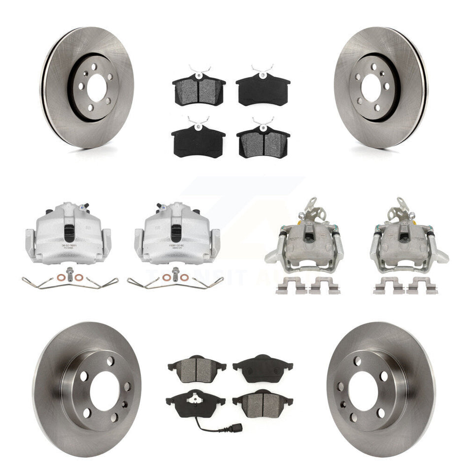 Front Rear Disc Brake Caliper Rotor & Semi-Metallic Pad Kit (10Pc) For 2006 Volkswagen Jetta 2.5L 1.9L With 288mm Diameter 7th And 8th Digit Of VIN Is "9M" Or "1J" KC8-100993S