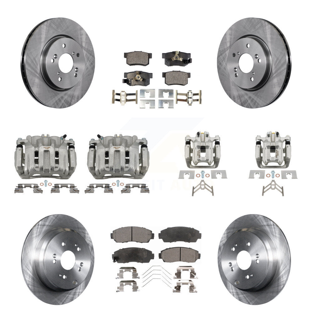 Front Rear Brake Caliper Rotor Semi-Metallic Pad Kit (10Pc) For 2012-2016 Honda CR-V AWD KC8-100994P