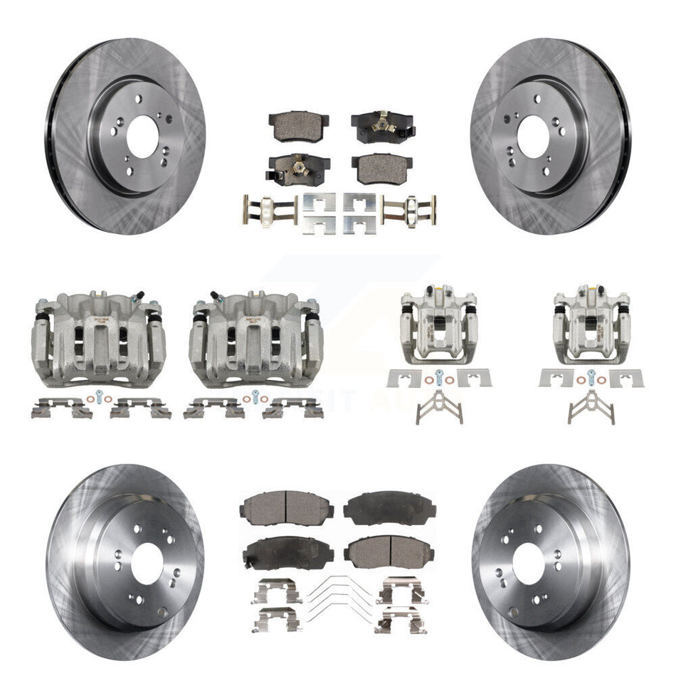 Front Rear Brake Caliper Rotor Semi-Metallic Pad Kit (10Pc) For 2012-2016 Honda CR-V AWD KC8-100994P