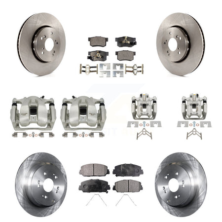 Front Rear Disc Brake Caliper Rotor Semi-Metallic Pad Kit (10Pc) For 2016-2018 Acura RDX KC8-100996P