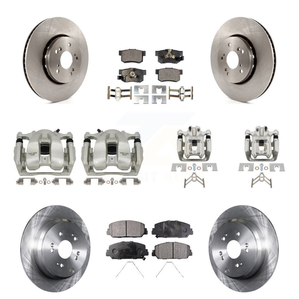 Front Rear Disc Brake Caliper Rotor Semi-Metallic Pad Kit (10Pc) For 2016-2018 Acura RDX KC8-100996P