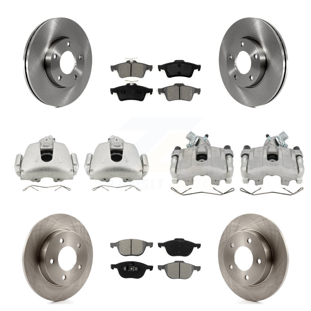 Front Rear Disc Brake Caliper Rotors And Semi-Metallic Pads Kit (10Pc) For Mazda 3 Sport KC8-100996S