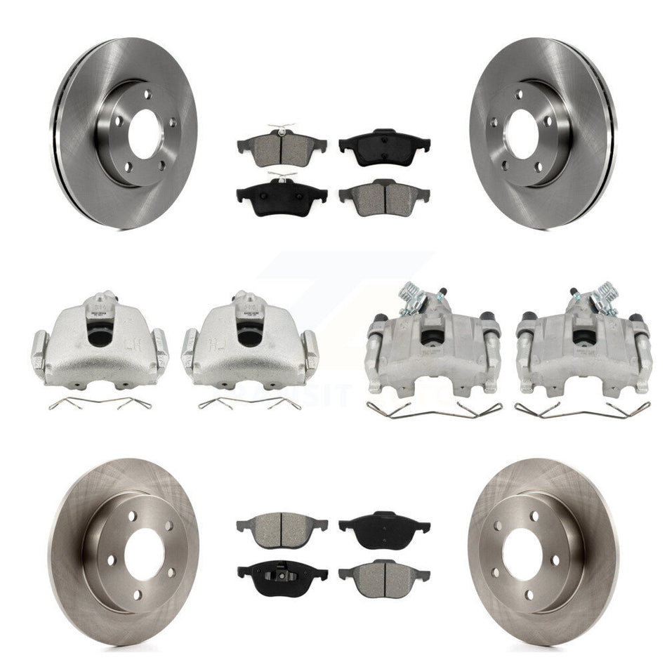 Front Rear Disc Brake Caliper Rotors And Semi-Metallic Pads Kit (10Pc) For Mazda 3 Sport KC8-100996S