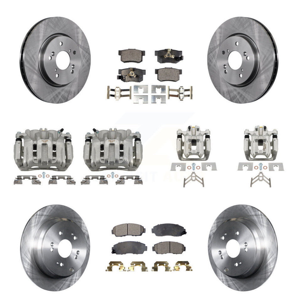 Front Rear Disc Brake Caliper Rotors And Semi-Metallic Pads Kit (10Pc) For Honda CR-V KC8-100997P