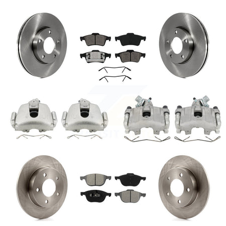 Front Rear Disc Brake Caliper Rotor & Semi-Metallic Pad Kit (10Pc) For 2005 Mazda 3 2.0L KC8-100999S