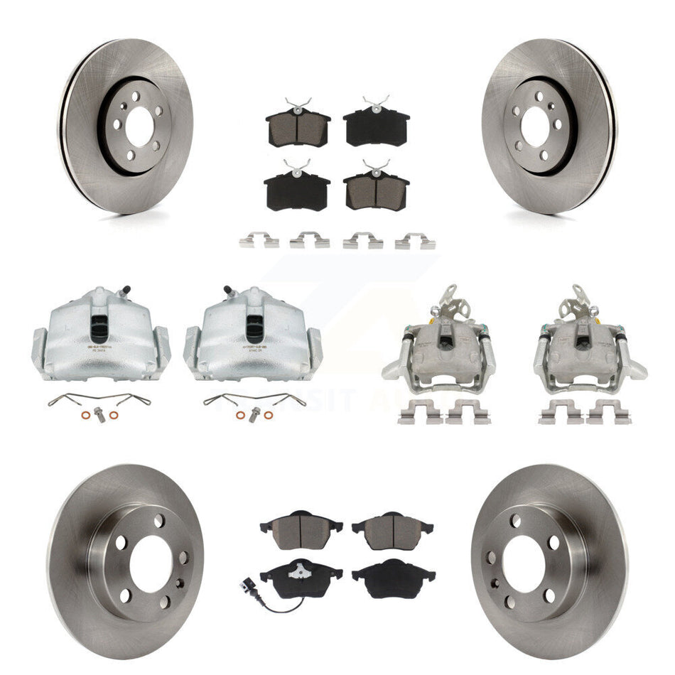 Front Rear Disc Brake Caliper Rotors And Ceramic Pads Kit (10Pc) For 2006 Volkswagen Jetta 2.0L With 288mm Diameter Rotor 7th 8th Digit Of VIN Is "9M" Or "1J" KC8-101001C