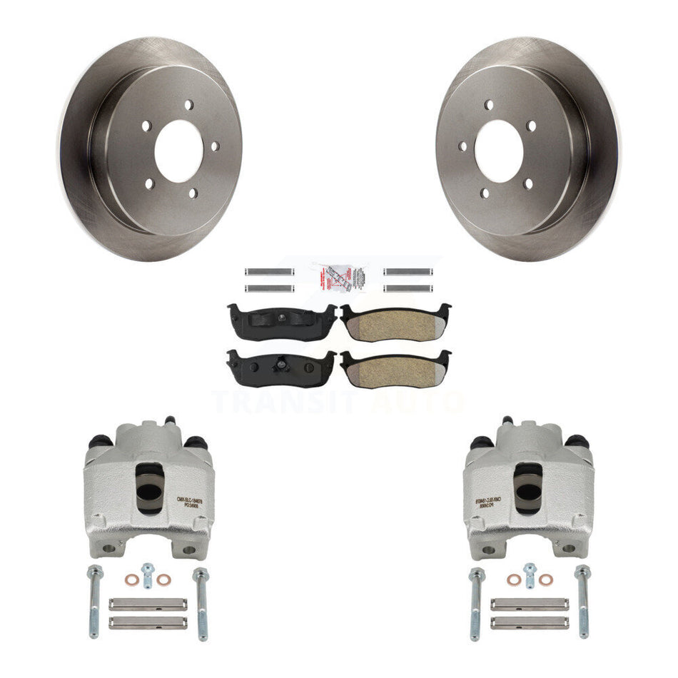 Rear Disc Brake Caliper Rotors Semi-Metallic Pad Kit For 1997-1998 Ford F-150 Expedition KC8-101002N