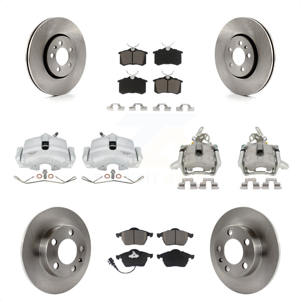 Front Rear Disc Brake Caliper Rotors And Ceramic Pads Kit (10Pc) For 2006 Volkswagen Jetta 2.5L 1.9L With 288mm Diameter Rotor 7th 8th Digit Of VIN Is "9M" Or "1J" KC8-101003C by Transit Auto