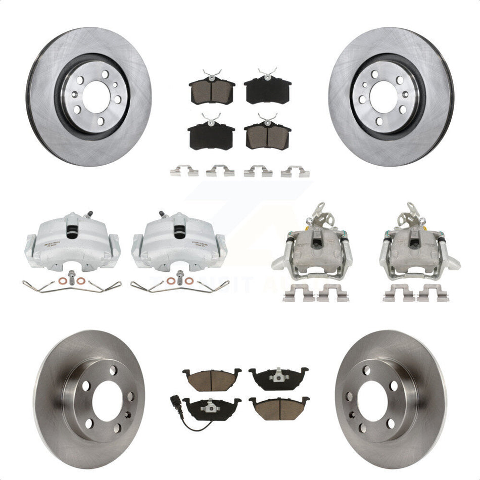 Front Rear Disc Brake Caliper Rotors And Ceramic Pads Kit (10Pc) For 2006 Volkswagen Jetta 2.5L 1.9L With 280mm Diameter Rotor 7th 8th Digit Of VIN Is "9M" Or "1J" KC8-101004C by Transit Auto