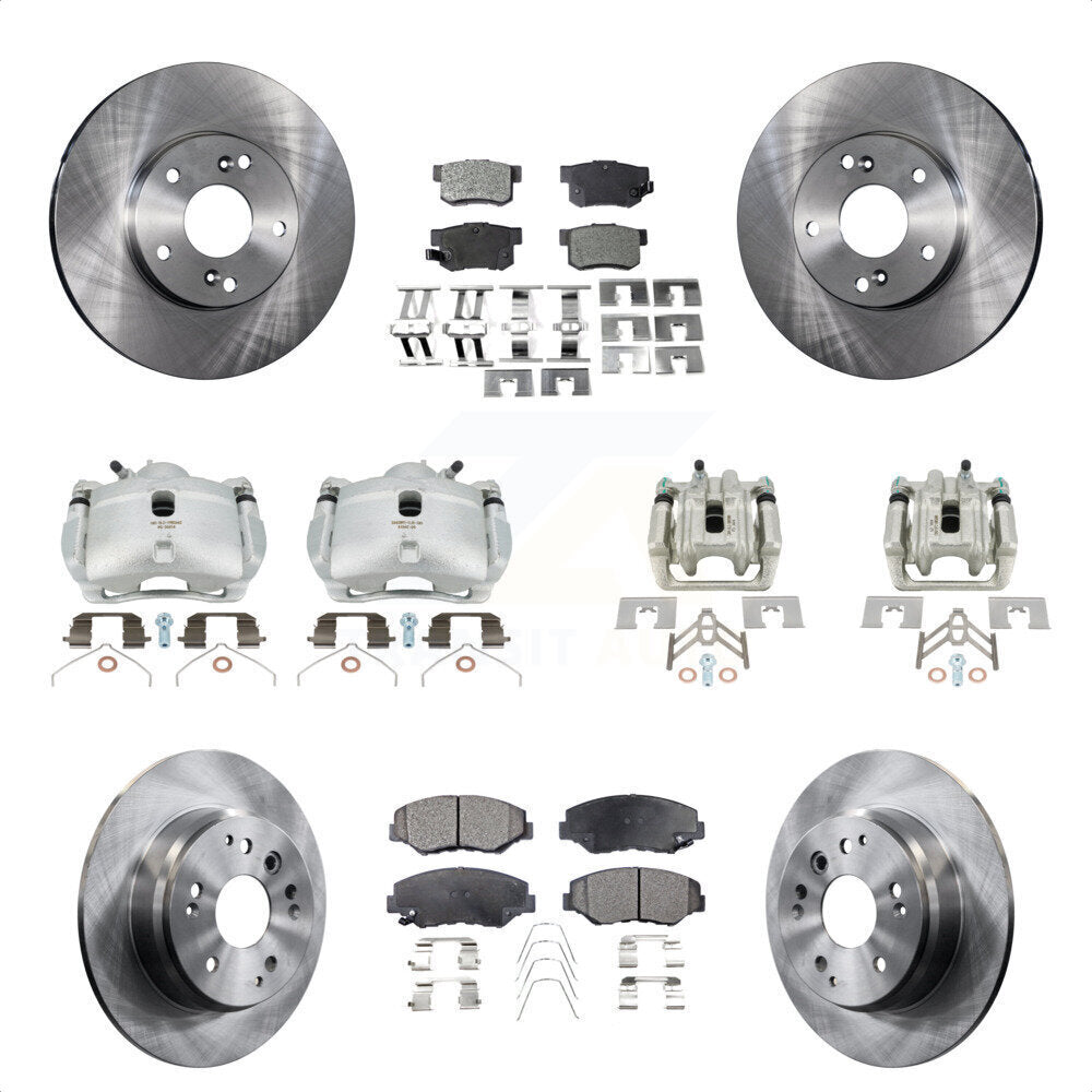 Front Rear Disc Brake Caliper Rotors And Semi-Metallic Pads Kit (10Pc) For 2003-2011 Honda Element KC8-101004P by Transit Auto