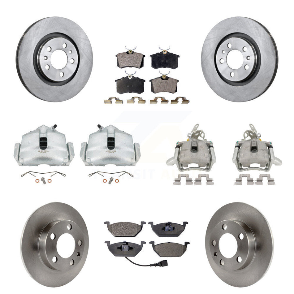 Front Rear Disc Brake Caliper Rotors And Semi-Metallic Pads Kit (10Pc) For 2006 Volkswagen Jetta 2.0L With 280mm Diameter Rotor 7th 8th Digit Of VIN Is "9M" Or "1J" KC8-101006P