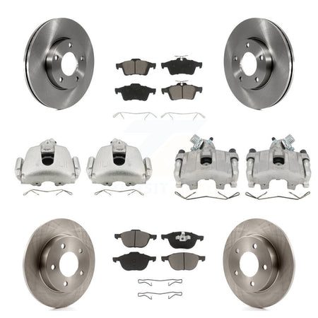 Front Rear Disc Brake Caliper Rotors And Ceramic Pads Kit (10Pc) For Mazda 3 Sport KC8-101007C
