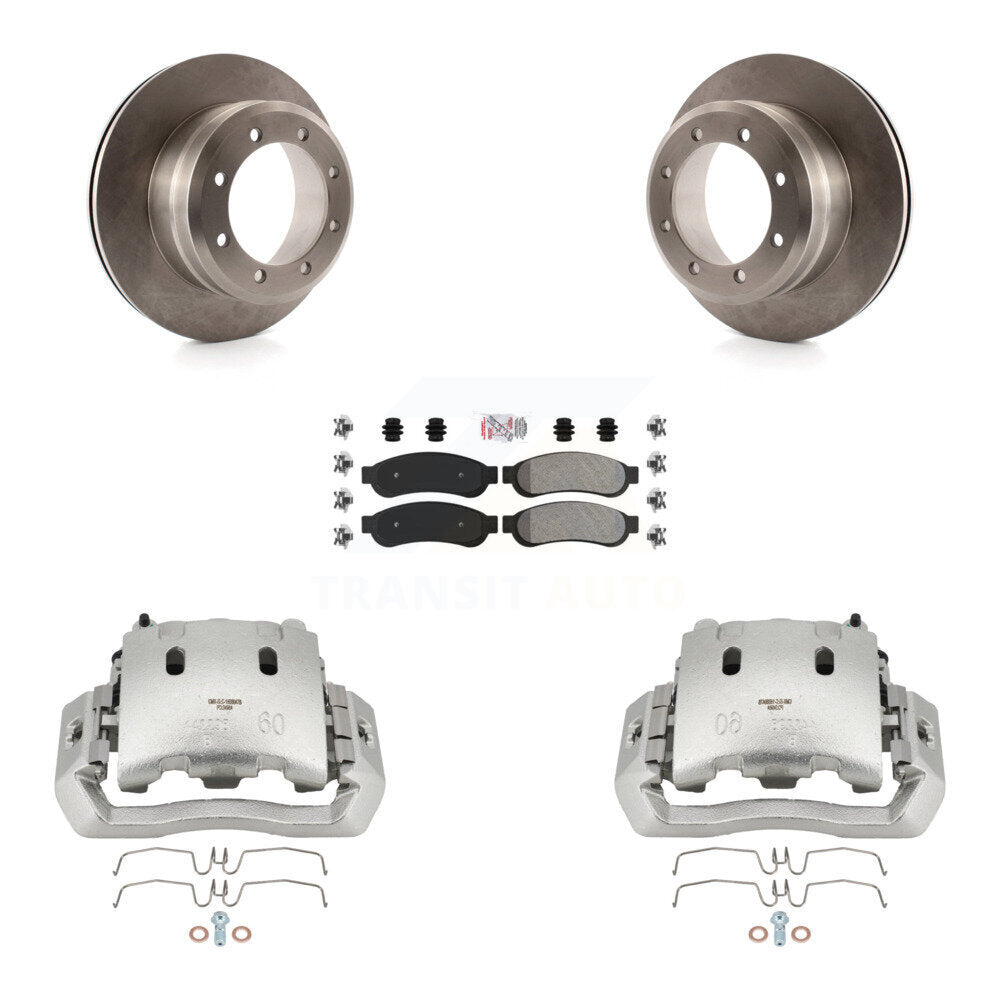 Rear Disc Brake Caliper Rotors And Semi-Metallic Pads Kit For Ford F-450 Super Duty KC8-101007N