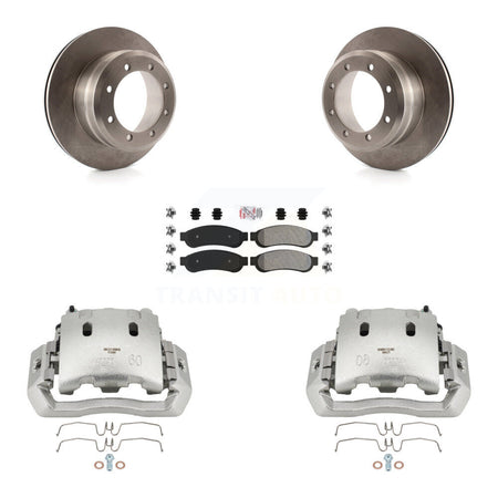 Rear Disc Brake Caliper Rotors And Semi-Metallic Pads Kit For Ford F-450 Super Duty KC8-101007N