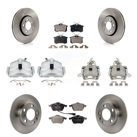 Front Rear Disc Brake Caliper Rotors And Semi-Metallic Pads Kit (10Pc) For 2006 Volkswagen Jetta 2.0L With 288mm Diameter Rotor 7th 8th Digit Of VIN Is "9M" Or "1J" KC8-101007P by Transit Auto