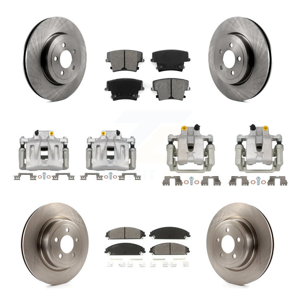 Front Rear Brake Caliper Rotors Semi-Metallic Pad Kit (10Pc) For 2011 Dodge Charger 3.6L KC8-101007S