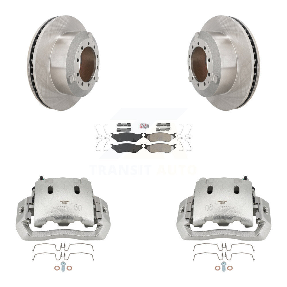 Rear Brake Caliper Rotor Semi-Metallic Pad Kit For Ford F-450 Super Duty F-550 LCF CF500 KC8-101009N