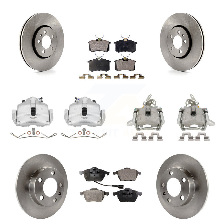 Front Rear Disc Brake Caliper Rotor & Semi-Metallic Pad Kit (10Pc) For 2006 Volkswagen Jetta 2.5L 1.9L With 288mm Diameter 7th And 8th Digit Of VIN Is "9M" Or "1J" KC8-101009P