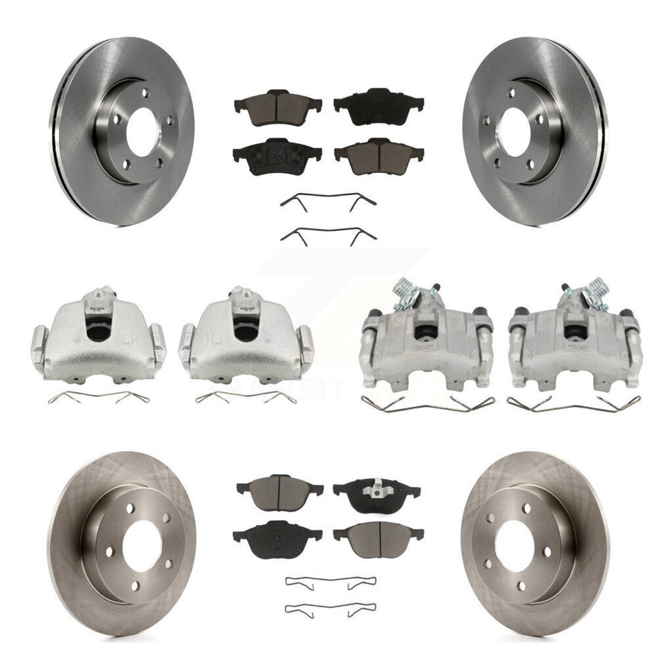 Front Rear Disc Brake Caliper Rotors And Ceramic Pads Kit (10Pc) For 2005 Mazda 3 2.0L KC8-101010C