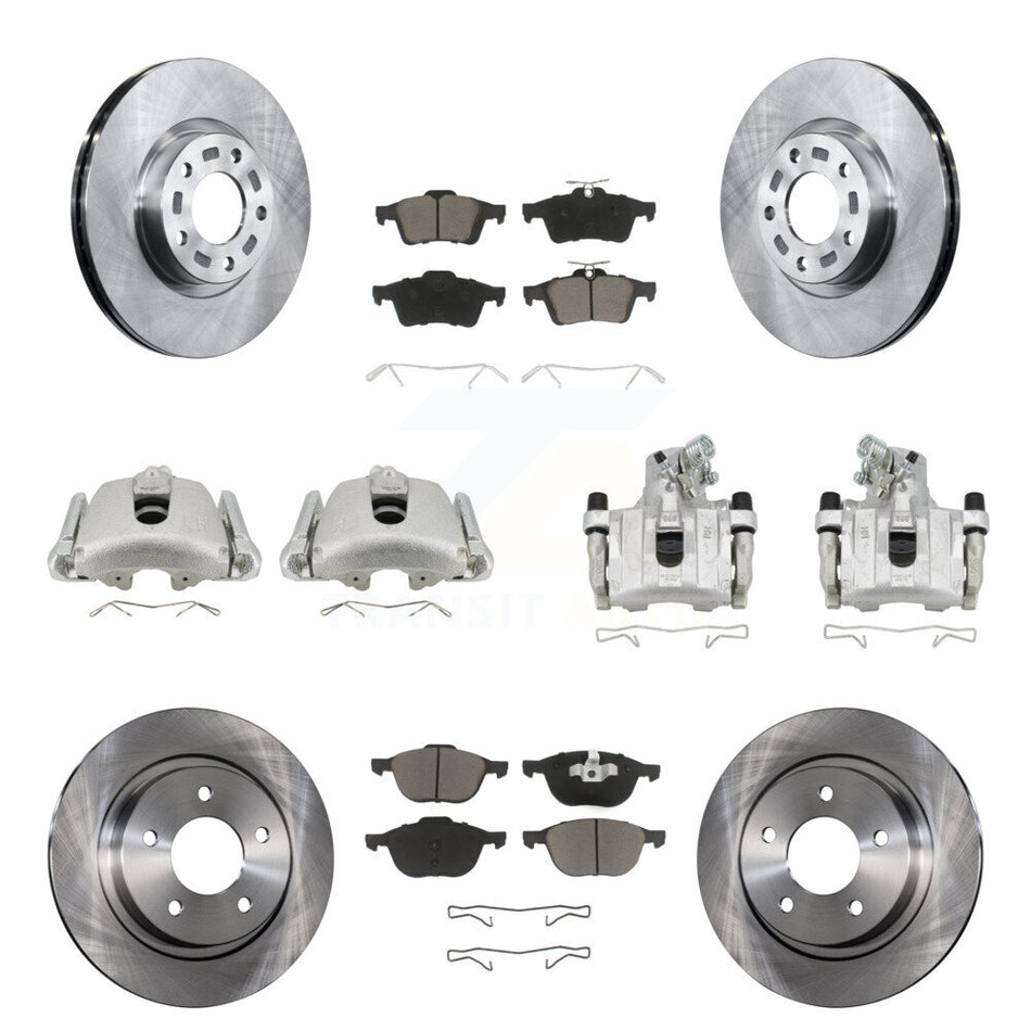 Front Rear Disc Brake Caliper Rotors And Ceramic Pads Kit (10Pc) For Mazda 3 Sport KC8-101011C
