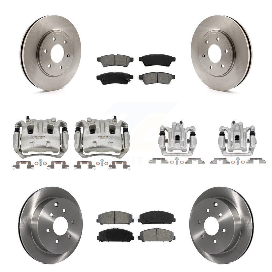 Front Rear Disc Brake Caliper Rotors And Semi-Metallic Pad Kit (10Pc) For Suzuki Equator KC8-101011S