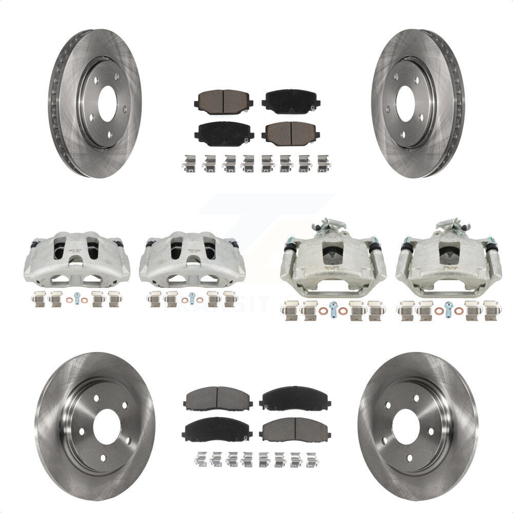 Front Rear Disc Brake Caliper Rotors And Ceramic Pads Kit (10Pc) For 2017-2018 Dodge Grand Caravan With Single Piston KC8-101013C by Transit Auto