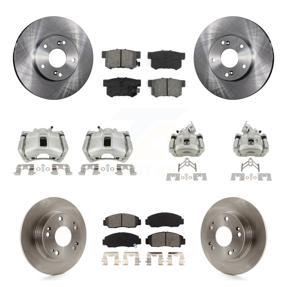 Front Rear Disc Brake Caliper Rotors And Semi-Metallic Pads Kit (10Pc) For Honda Accord KC8-101013S