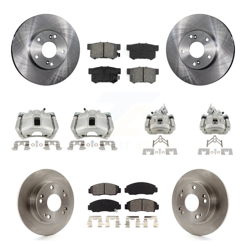 Front Rear Disc Brake Caliper Rotors And Semi-Metallic Pads Kit (10Pc) For Honda Accord KC8-101013S