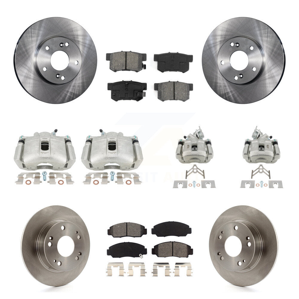 Front Rear Disc Brake Caliper Rotors And Semi-Metallic Pads Kit (10Pc) For Honda Accord KC8-101015S
