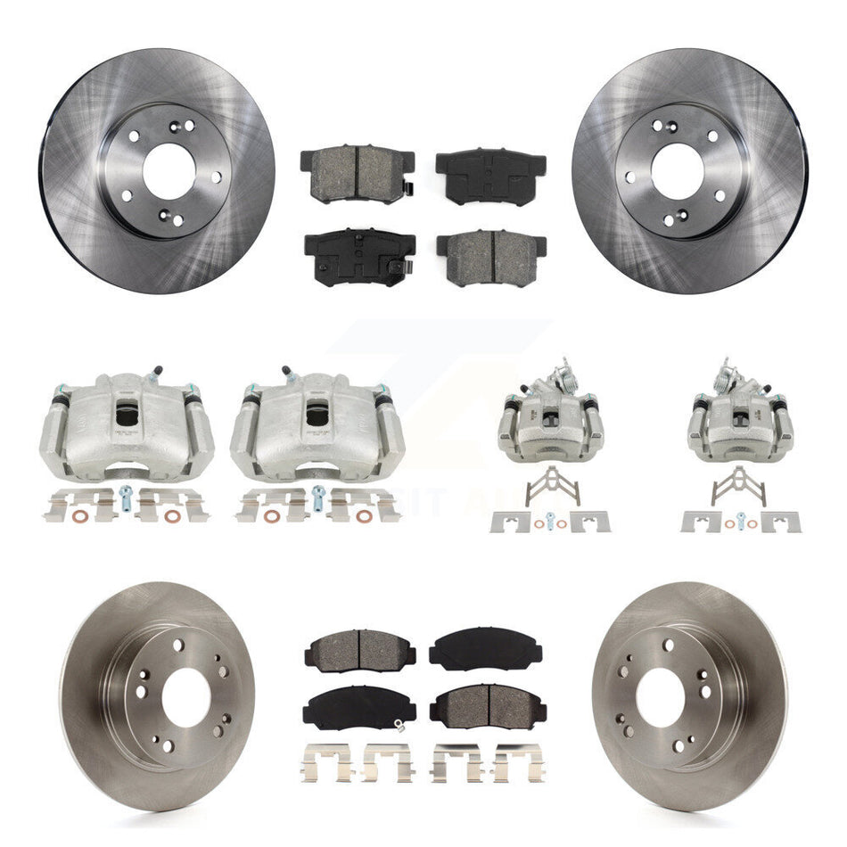 Front Rear Disc Brake Caliper Rotors And Semi-Metallic Pads Kit (10Pc) For Honda Accord KC8-101015S