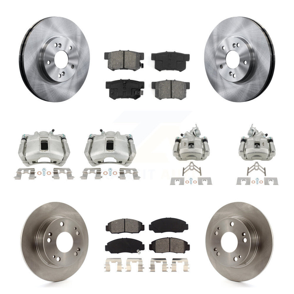 Front Rear Disc Brake Caliper Rotors And Semi-Metallic Pads Kit (10Pc) For Honda Accord KC8-101016S