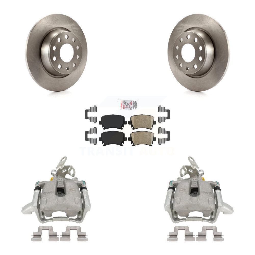 Rear Disc Brake Caliper Rotors And Ceramic Pads Kit For Volkswagen GTI Audi A3 Quattro With 282mm Diameter Rotor KC8-101017N by Transit Auto