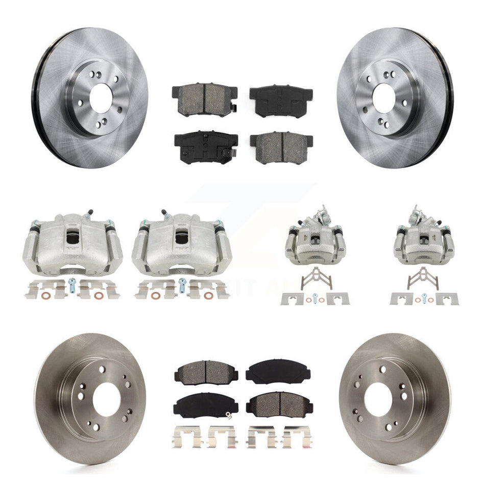 Front Rear Disc Brake Caliper Rotors And Semi-Metallic Pads Kit (10Pc) For Honda Accord KC8-101017S