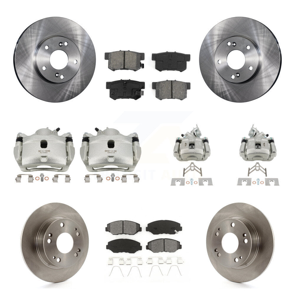 Front Rear Disc Brake Caliper Rotors And Semi-Metallic Pads Kit (10Pc) For Honda Accord KC8-101018S