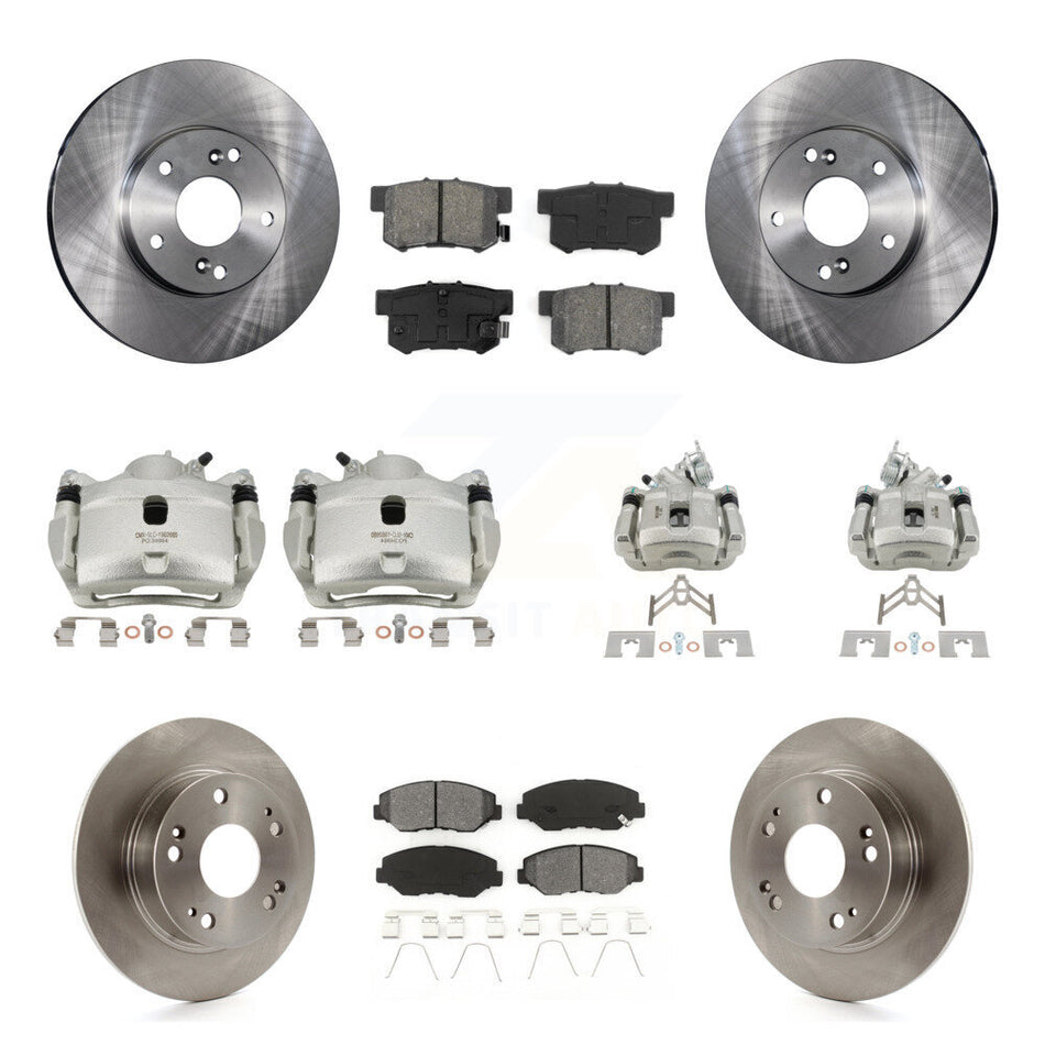 Front Rear Disc Brake Caliper Rotors And Semi-Metallic Pads Kit (10Pc) For Honda Accord KC8-101018S