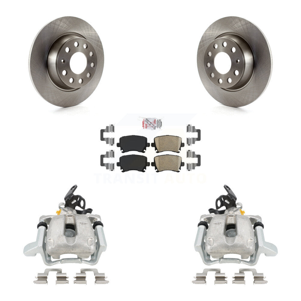 Rear Disc Brake Caliper Rotors And Ceramic Pads Kit For 2009 Volkswagen Jetta GLI With 286mm Diameter Rotor KC8-101019N by Transit Auto