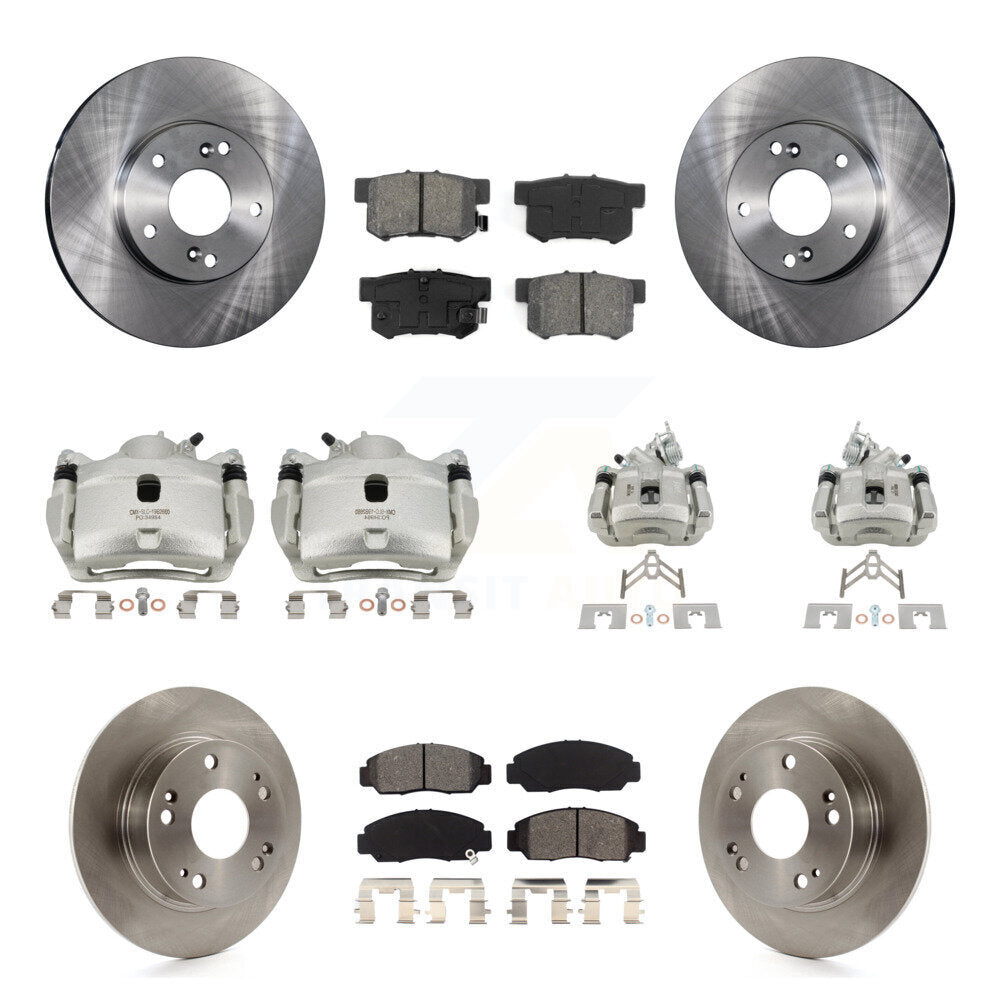 Front Rear Disc Brake Caliper Rotors And Semi-Metallic Pads Kit (10Pc) For Honda Accord KC8-101019S