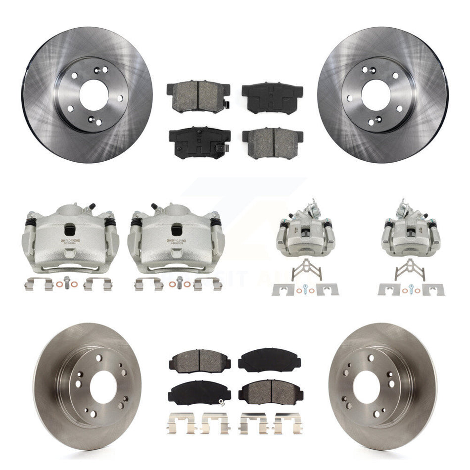 Front Rear Disc Brake Caliper Rotors And Semi-Metallic Pads Kit (10Pc) For Honda Accord KC8-101019S