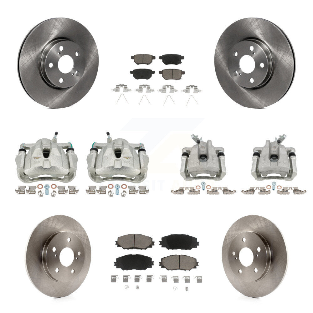 Front Rear Disc Brake Caliper Rotors And Ceramic Pads Kit (10Pc) For Toyota Matrix KC8-101020C