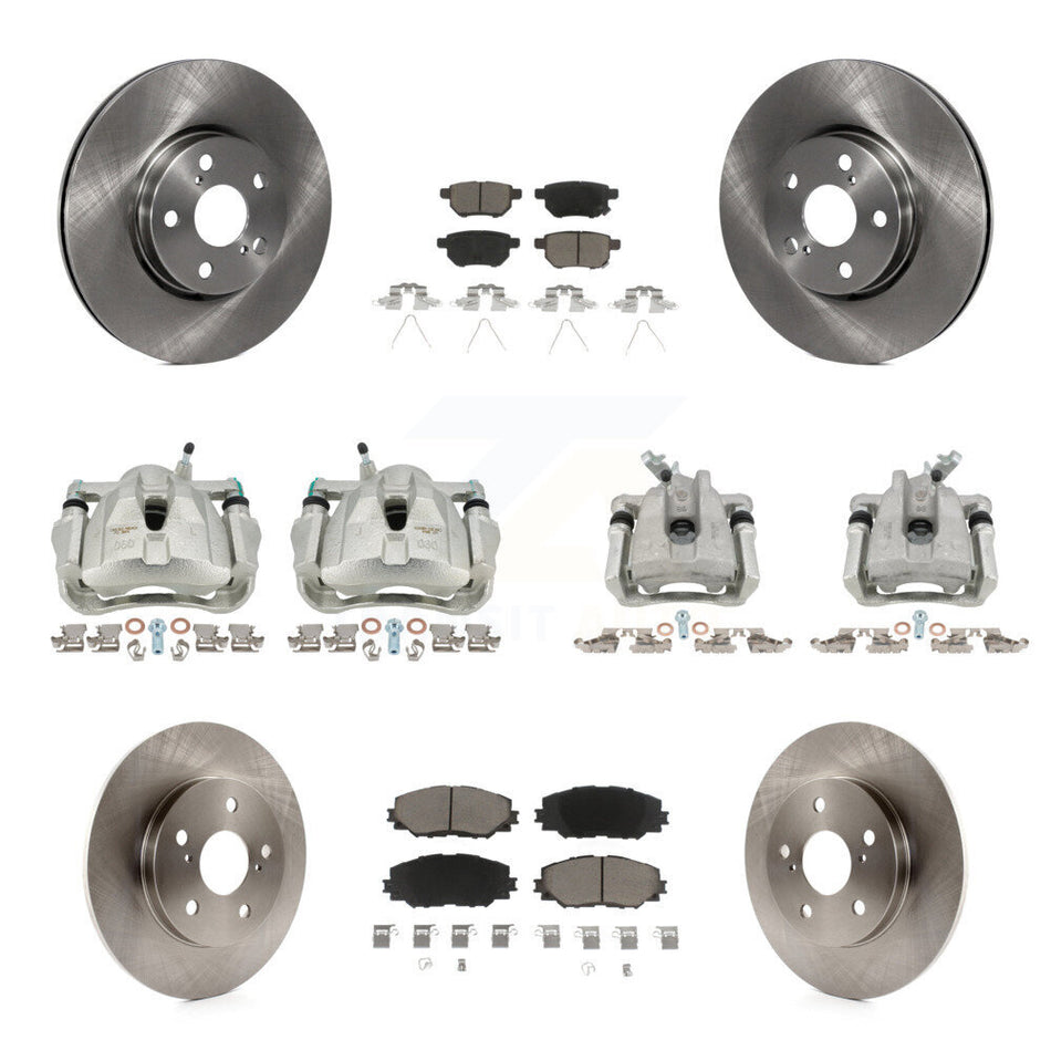 Front Rear Disc Brake Caliper Rotors And Ceramic Pads Kit (10Pc) For Toyota Matrix KC8-101020C
