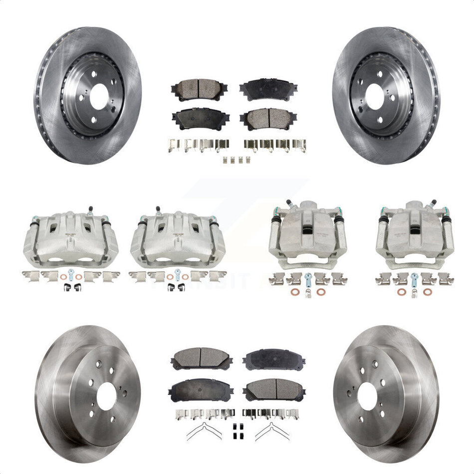 Front Rear Disc Brake Caliper Rotors And Semi-Metallic Pads Kit (10Pc) For Toyota Highlander Sienna Lexus RX350 KC8-101021P by Transit Auto