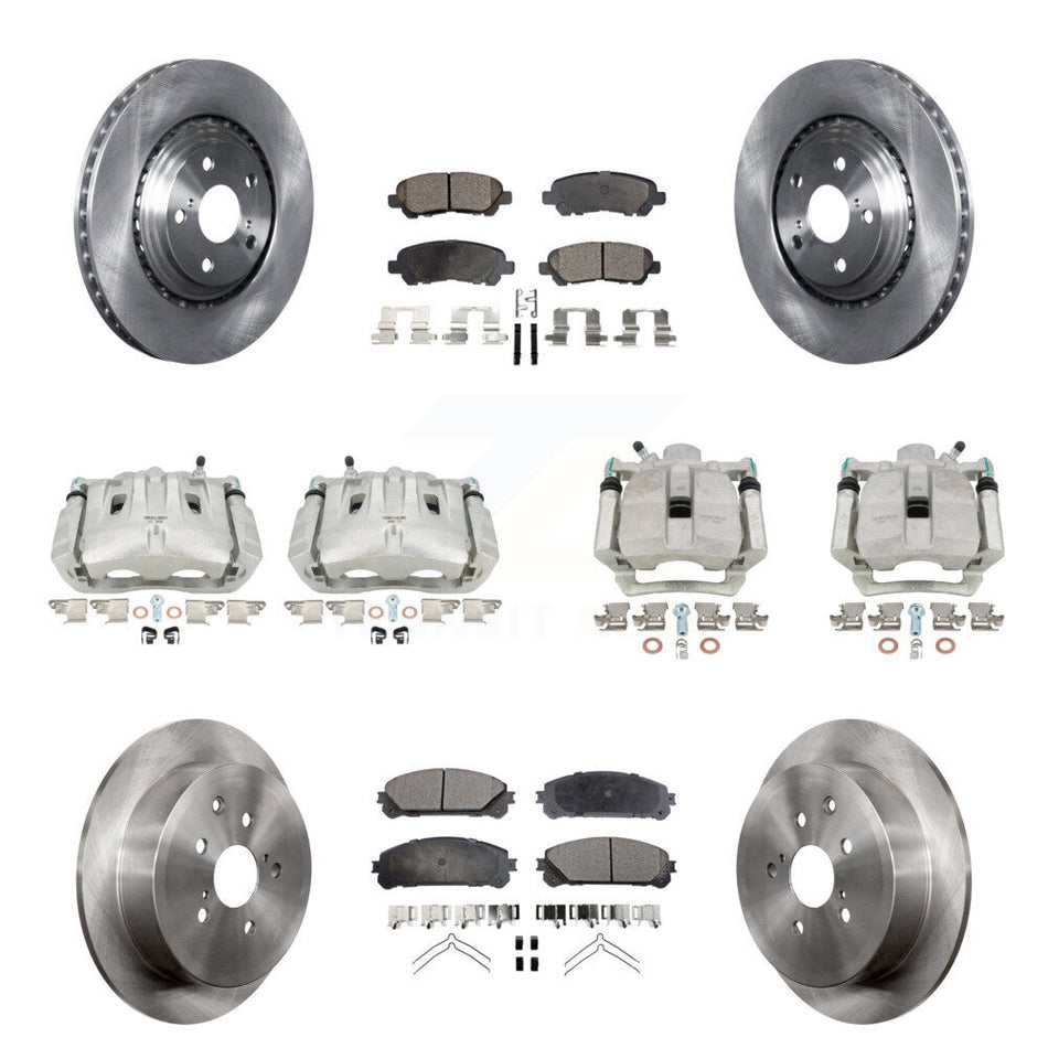Front Rear Disc Brake Caliper Rotors And Semi-Metallic Pads Kit (10Pc) For 2014 Toyota Highlander Hybrid Limited with FULL HYBRID EV-GAS (FHEV) engine KC8-101022P