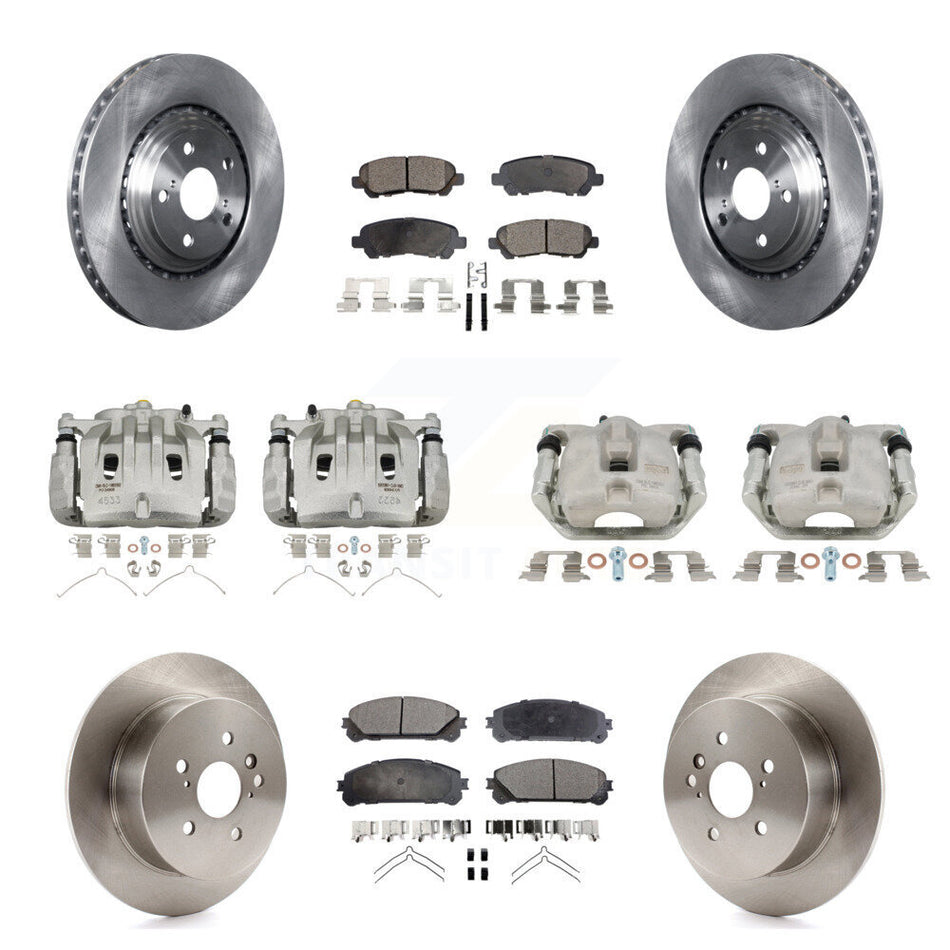 Front Rear Disc Brake Caliper Rotor & Semi-Metallic Pad Kit (10Pc) For Toyota Highlander KC8-101025P